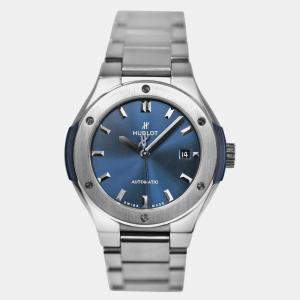 Hublot Navy Blue Titanium Classic Fusion 585.NX.7170.NX Automatic Women's Wristwatch 33 mm