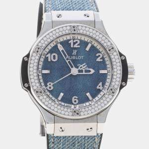 Pre Owned Hublot Big Bang 361.SX.2710.NR.1104.JEANS Quartz Stainless Steel Men's Wristwatch 38 mm