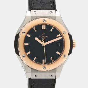 Pre Owned Hublot Classic Fusion Quartz 18k Rose Gold Titanium Women's Wristwatch 33 mm