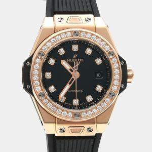 Pre Owned Hublot Big Bang Diamond Automatic Rose Gold Titanium Women's Wristwatch 33 mm