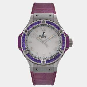 Pre Owned Hublot Big Bang 361.SV.6010.LR.1905 Quartz White Stainless Steel Women's Wristwatch 38 mm