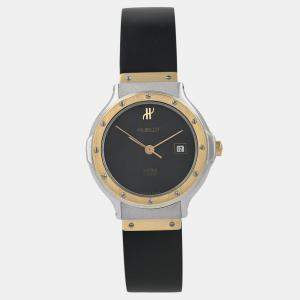 Pre Owned Hublot MDM Classic 1391.2 Quartz Black 18k Yellow Gold Stainless Steel Women's Wristwatch 28 mm