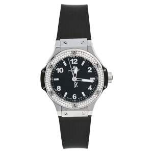 Hublot Black Stainless Steel Rubber Diamonds Big Bang 361.SX.1270.RX.1104 Women's Wristwatch 38 mm