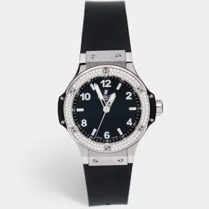 Hublot Black Stainless Steel Diamond Rubber Big Bang 361.SX.1270.RX.1104 Women's Wristwatch 38 mm