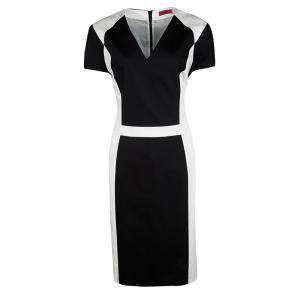 Hugo by Hugo Boss Monochrome Paneled Cotton Kishima Dress L