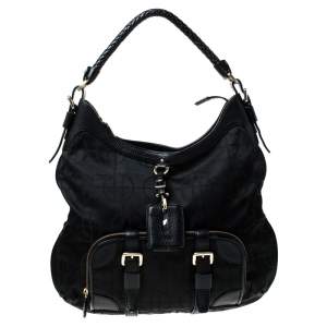 Hugo Boss Black Nylon and Leather Pocket Zip Hobo