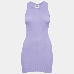 Hunza G Purple Patterned Knit Mini Dress XS 