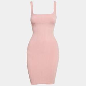 Pre Owned Hunza G Pink Stretch Knit Nile Mini Dress One Size 