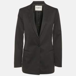 Pre Owned Iceberg Black Cotton Logo Embroidered Contrast Detail Blazer M