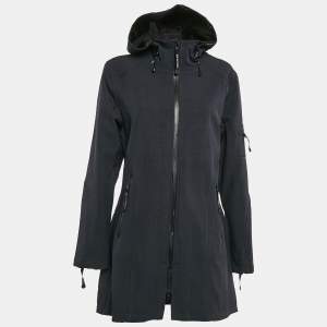 Ilse Jacobsen Navy Blue Technical Hooded Zip-Up Raincoat M