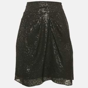 IRO Black Lurex Silk Mini Skirt M