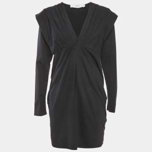 Pre Owned IRO Black Cotton Knit V-Neck Emylie Mini Dress M