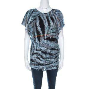 Pre Owned IRO Metallic Blue Fil Coupé Silk Onara Top S