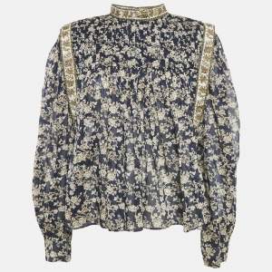 Isabel Marant Etoile Blue Floral Print Cotton Vega Blouse S