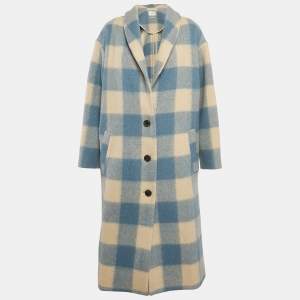 Pre Owned Isabel Marant Etoile Blue/Pink Plaid Felt Klelayo Coat S
