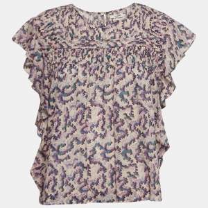 Isabel Marant Etoile Multicolor Printed Cotton Ruffled Ilayona Top M