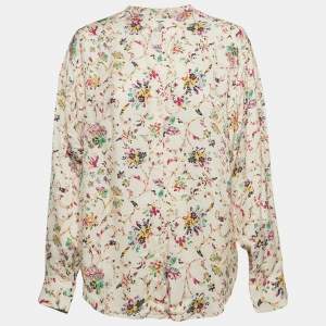 Isabel Marant Etoile Multicolor Floral Print Crepe Blouse M
