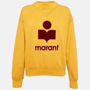 Isabel Marant Etoile Yellow Logo Flocked Cotton Sweatshirt M