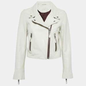 Isabel Marant Etoile Off White Leather Zip-Up Jacket S