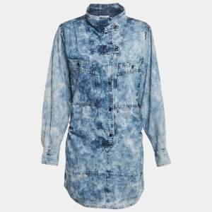Isabel Marant Etoile Blue Washed Denim Mini Inaroa Dress M
