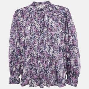 Isabel Marant Etoile Purple/Multicolor Floral Print Cotton Top S