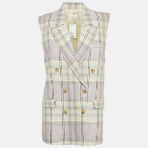 Isabel Marant Etoile Lavender/Cream Checked Line Sleeveless Jacket S