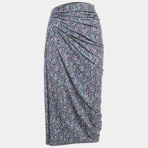 Isabel Marant Etoile Blue Jeldia Print Jersey Draped Midi Skirt M