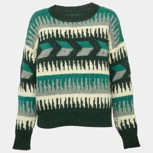 Isabel Marant Etoile Green Sienna Intarsia Wool Pullover XS