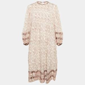 Isabel Marant Etoile Pink Printed Cotton Pleated Midi Dress L