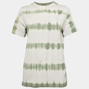 Isabel Marant Etoile White/Green Tie-Dye Cotton Dena T-Shirt S