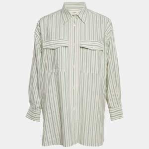 Isabel Marant Etoile Green Stripe Cotton Ajady Shirt S