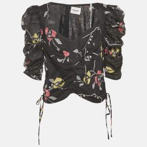 Pre Owned Isabel Marant Etoile Black Printed Cotton Galaor Top XL