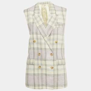 Pre Owned Isabel Marant Etoile Multicolor Checker Linen Vest & Shorts S