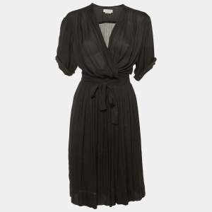 Pre Owned Isabel Marant Etoile Black Crepe Wrap Around Midi Dress S 