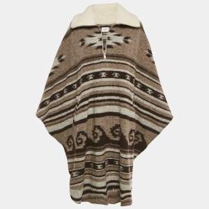 Pre Owned Isabel Marant Etoile Patterned Wool Ribbed Collar Cape XS