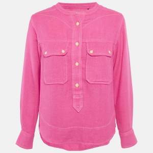 Pre Owned Isabel Marant Pink Silk Button Front Shirt S