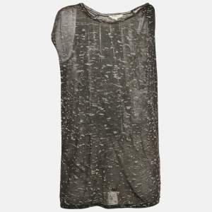 Pre Owned Isabel Marant Etoile Monochrome Patterned Jersey Sleeveless Top M
