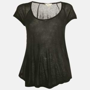 Pre Owned Isabel Marant Etoile Black Jersey Semi Sheer T-Shirt M