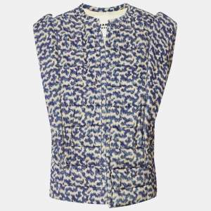 Pre Owned Isabel Marant Etoile Blue Printed Cotton Aziela Quilted Vest S