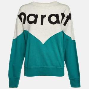 مملوكة مسبقًا Isabel Marant Etoile Green Logo Print Cotton Houston Sweatshirt M