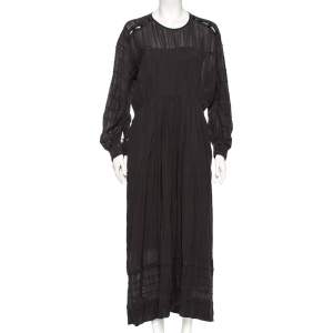 Isabel Marant Etoile Black Knit Buttoned Shoulder Detail Maxi Dress S