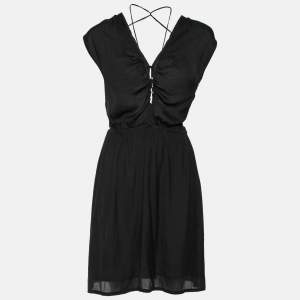 Isabel Marant Etoile Black Chiffon Lace-Up Sleeveless Dress 