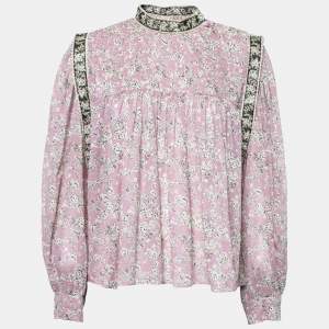 Isabel Marant Etoile Pink Floral Printed Cotton Long Sleeve Blouse M