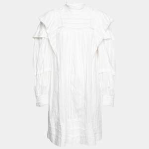 Isabel Marant Etoile Cream Cotton & Lace Ruffled Mini Dress L