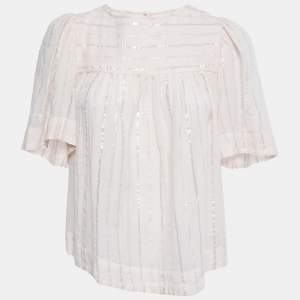 Isabel Marant Etoile Light Pink Lurex Striped Cotton Blouse M