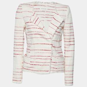 Isabel Marant Etoile Cream & Red Striped Tweed Glenn Jacket M