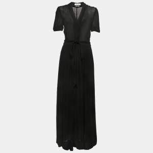 Isabel Marant Etoile Black Crepe Belted Maxi Dress XS