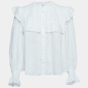 Isabel Marant Etoile White Linen Ruffled Button Front Blouse XS