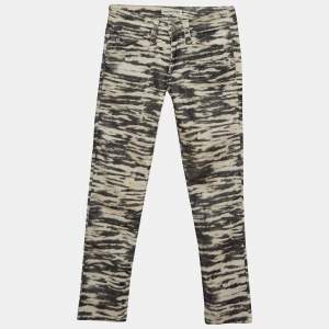 Isabel Marant Etoile Beige Printed Cotton Blend Slim Fit Jeans S Waist 26"
