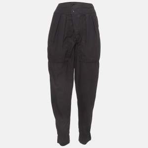 Isabel Marant Etoile Black Cotton Tapered High Rise Trousers XS
